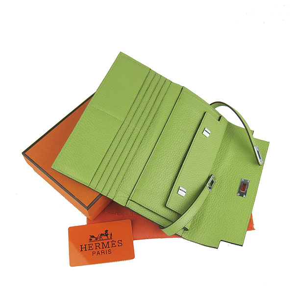 High Quality Hermes Kelly Long Clutch Bag Green H009 Replica